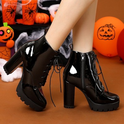 black platform boots with heels