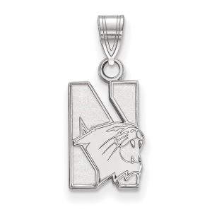 Black Bow Jewelry Sterling Silver Northwestern Wildcats NCAA Small Pendant - 1 of 3