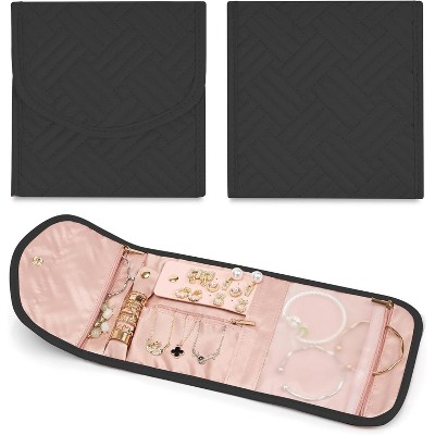 Anti-Tangle Foldable Small Jewelry Roll Travel Case Accessory for Necklaces, Earrings, Rings, Bracelets, Watches