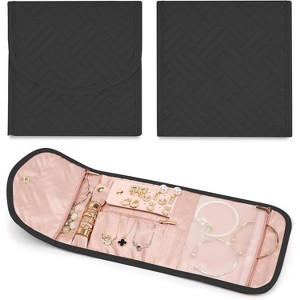 Anti-Tangle Foldable Small Jewelry Roll Travel Case Accessory for Necklaces, Earrings, Rings, Bracelets, Watches - 1 of 4