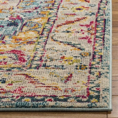 Turquoise and Beige Medallion 9' x 12' Synthetic Area Rug