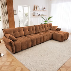 Oversized 141.7" Chenille Modular L-Shaped Sectional Sofa with High-Resilience Cushions and Ottoman, 5-Piece Free combination Sofa - 1 of 4