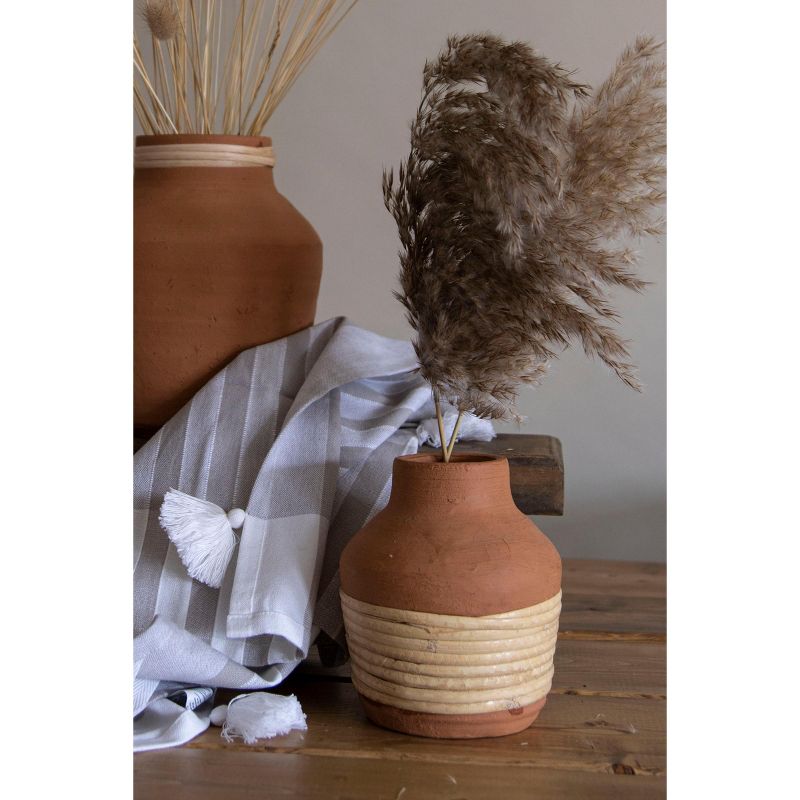 Natural Handthrown Terracotta & Rattan Bud Vase - Foreside Home & Garden, 5 of 7