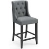 Modway Baronet Bar Stools – Set of 2 Upholstered Fabric Counter Height Chairs in Gray with Chrome Legs - 2 of 4