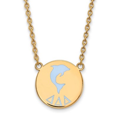 Black Bow Jewelry 14k Yellow Gold Plated Sterling Silver Delta Delta Delta Greek Life Necklace 18 Inch