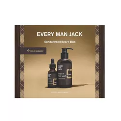 Every Man Jack Men's Sandalwood Beard Kit - Cleanse and Hydrate Your Beard - Includes Beard Wash and Beard Oil - 7.7 fl oz/2ct