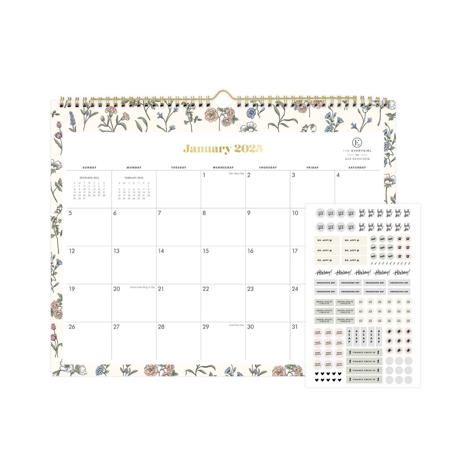 The Everygirl Planner 2025 Wall Calendar 12.01"x15.04" Jenna Jean