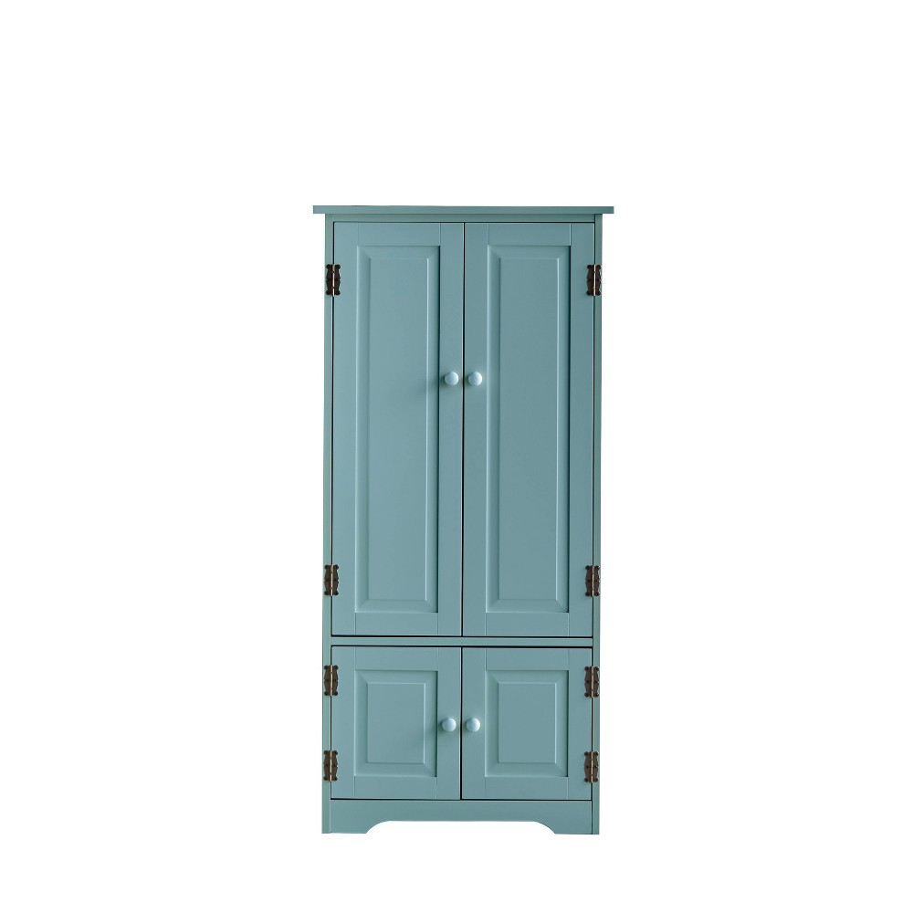 Photos - Wardrobe Tall Storage Cabinet Blue - Buylateral: Nautical Style, 4 Doors, 2 Shelves, MDF Wood