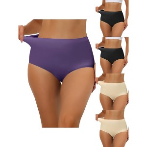 Allegra K Women's Elastic High-Waisted Breathable Unlined No-Show 5 Packs Hipster Underwear - 1 of 4