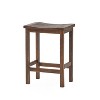 TOAOTBNBO Counter Height Barstools with Footrests, Wood Saddle Stools Set of 2, Kitchen Bar Chairs with Subtly Curved Seat, Mahogany - 2 of 4