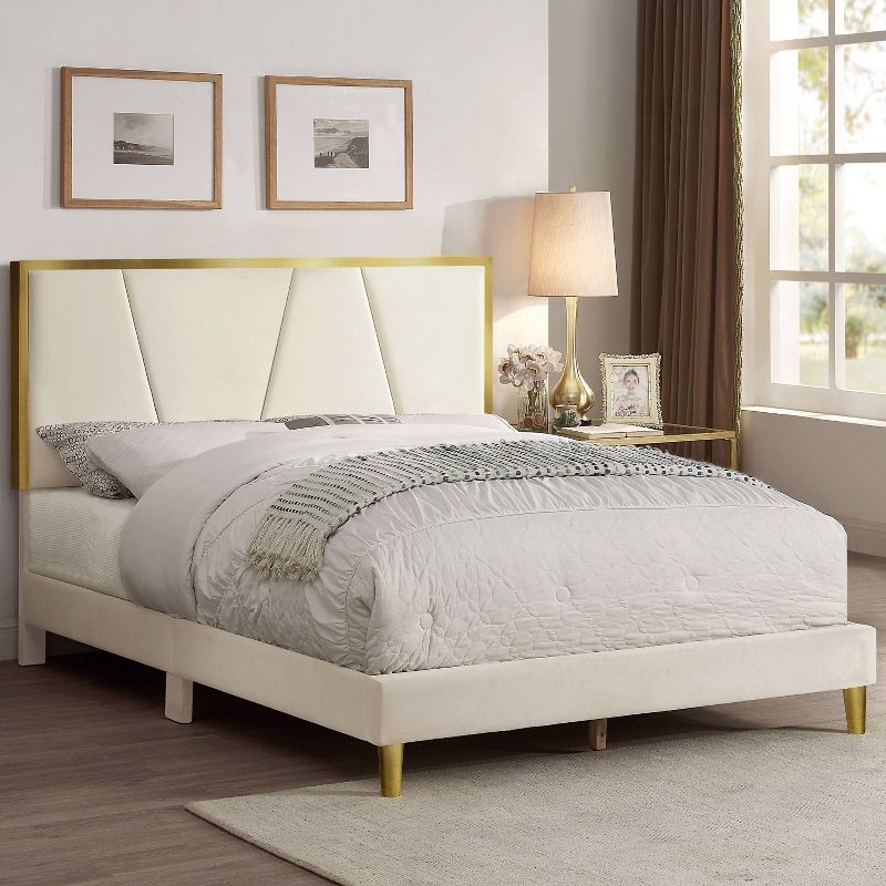 Queen Kealoa Glam Fully Upholstered Bed Beige - HOMES: Inside + Out, 3 of 16