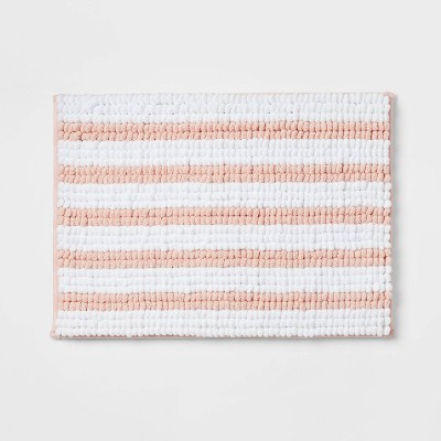 20x32 Knit Striped Chenille Bath Rug Fringe White - Threshold™ : Target