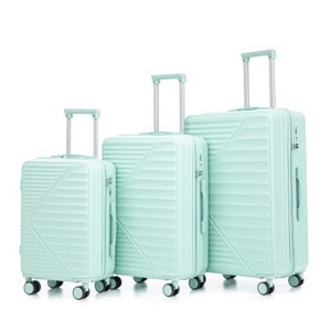Syemin Luggage Hardside Checked Luggage Set 3 set in ABS Spinner Wheel Luggage Carry on Suitcase TSA Combination Lock, Green, 19.3"*11.4"*29.5" - 1 of 4