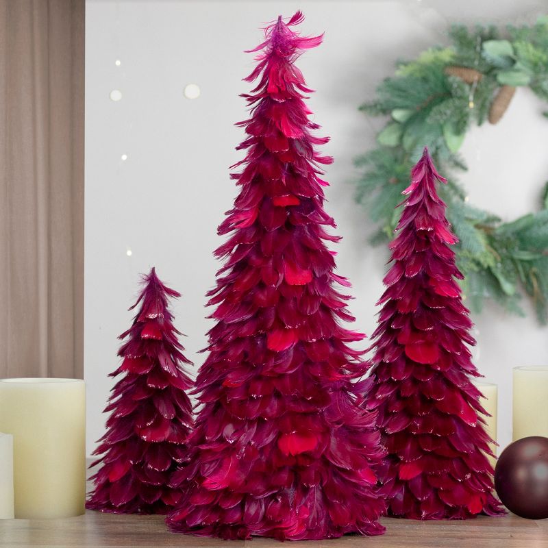 Northlight 24" Plum Feather Table Top Christmas Tree with Glitter, 2 of 7