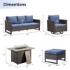 Buenhomino 6 Peices Outdoor Patio Furniture Set with 41" Fire Pit Table, Wicker Swivel Rocking Chairs Conversation Sets for Yard Garden Porch - 3 of 4
