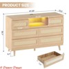 Entryway Rattan 6 Drawer Dresser with Charging Station, Led Lights, Wooden Natural Dresser for Bedroom, Modern Farmhouse Chest of Drawers - 3 of 4