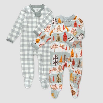 Image of Honest Baby 2pk Organic Cotton Fall Peak Sleep N' Play - 6-9M