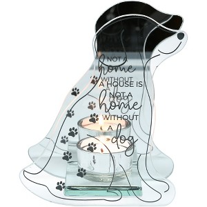 Pavilion Gift Company - A House Is Not A Home Without A Dog - 5" x 6" x 2.25" Dog Tealight Candle Glass And Mirror Holder - Dog Mom Dog Dad Gift - 1 of 4