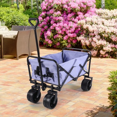 SKRAN 100L Collapsible Folding Beach Wagon Cart with 220Lbs Large Capacity, Wagons Carts Heavy Duty Foldable with Big Wheels for Sand,Camping