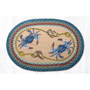 Earth Rugs Blue Crab Braided Oval Patch Tread – Farmhouse Coastal 20"x30" - 1 of 3