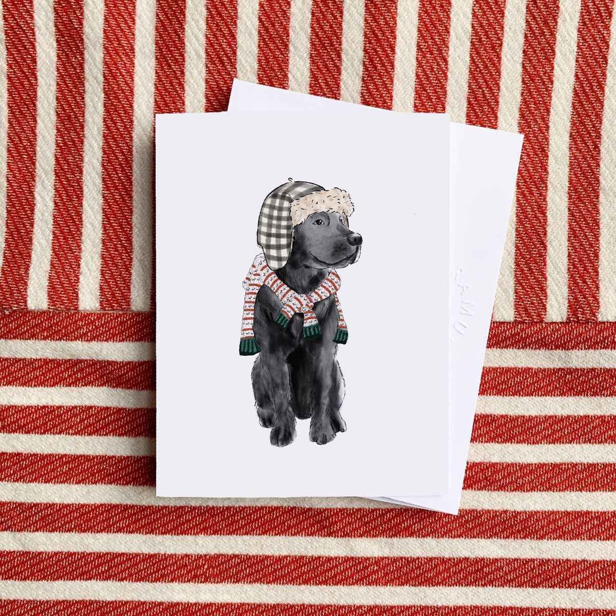 Winter/Holiday Greeting Card Pack Sets (3 ct) Candy Cane Black Lab by Ramus & Co - thumbnail 2