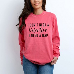 Simply Sage Market Women's I Don't Need A Valentine Long Sleeve Garment Dyed Tee - 1 of 4
