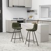 LeisureMod Elland Leather Bar Stool – Modern Counter Height Stool with Black Stainless Steel Legs for Kitchen Island or Home Bar Set of 2 - 3 of 4