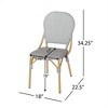 SKRAN Outdoor PE Rattan and Aluminum Armless French Bistro Chairs, Set of 2, Gray and Bamboo Finish for Patio, Garden, Outdoor - 3 of 4