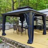 PURPLE LEAF Hardtop Gazebo Canopy with Netting and Curtains for Outdoor Deck Backyard Heavy Duty Metal Patio Permanent Pavilion - 3 of 4