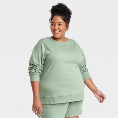 Women's Plus Size Fleece Lounge Sweatshirt - Ava & Viv™ Green X