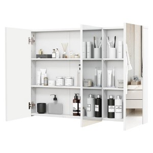 Costway 36" Wide Wall Mount Mirrored Bathroom Medicine Cabinet Organizer Mirror Door - 1 of 4