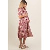 Pinkblush Burgundy Floral Collared Tiered Maternity Midi Dress - 3 of 4