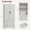 Acekool 72" Wooden Armoire Wardrobe Closet with 2 Doors, 2 Drawers & Adjustable Shelf, Tall Bedroom Cabinet with Hanging Rod, Rustic White - 2 of 4
