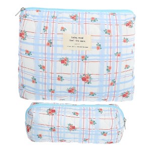 Unique Bargains Durable Small Quilted Makeup Bag 2 Pcs - 1 of 4
