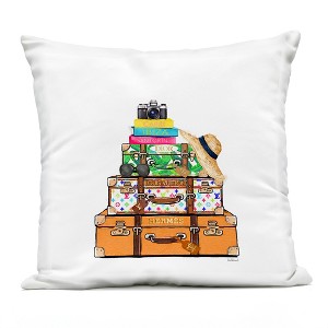 Stupell Industries Bright Glam Travel Cases Outdoor Decorative Throw Pillow, 18 x 18 - 1 of 3