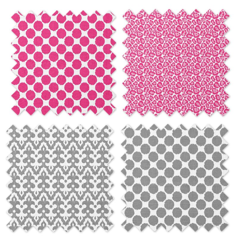 Bacati - Ikat Pink/Gray Swaddling Muslin Blankets set of 4, 5 of 6