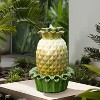 LuxenHome 17" Tabletop Ceramic Water Fountain, Pineapple Indoor and Outdoor Waterfall Fountains for Patio, Garden Decor Yellow - 2 of 4