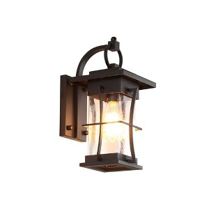 YIYIBYUS Black Waterproof Outdoor/Indoor Wall Sconce with Glass Shade for Yards Garden - 1 of 4