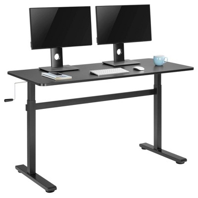 Tranzendesk Standing Desk- 55" Manual Height Adjustable Workstation – Black – Stand Steady