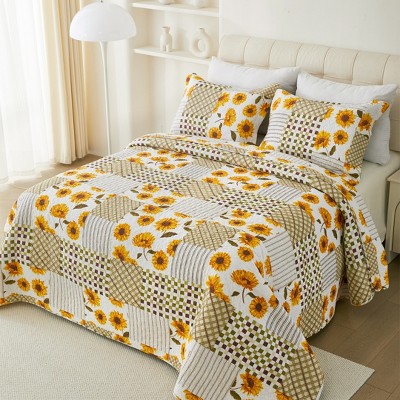 Acoinel Lightweight Cotton Blend Bedspread Set Sunflower
