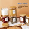 BRINJOY 6 Pcs Square Glass Jar with Bamboo Lid and Spoon - 27 oz Large Sugar Container with 148 Labels - with Wooden Lids Hold Coffee, Tea, Candy - 2 of 4