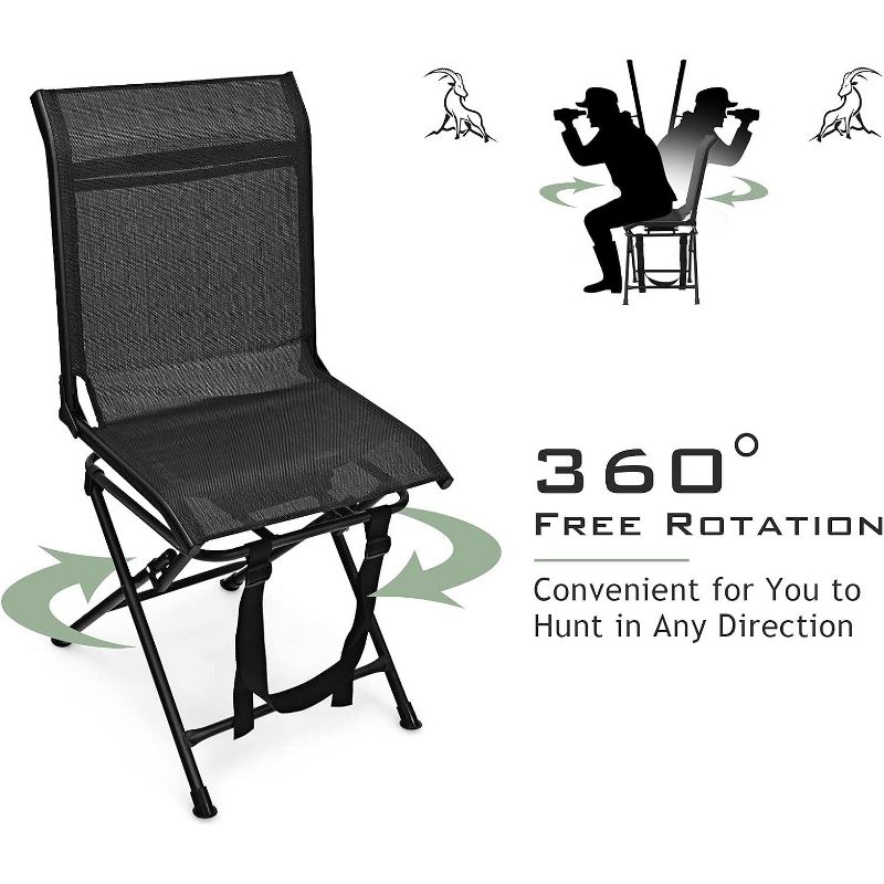 Tangkula 360-degree Swivel Blind Chair Foldable Hunting Chair w/Mesh Back & Non-Slipping Pads, 5 of 11
