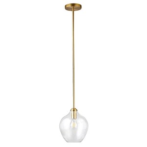 Hudson and Canal 8.63" Wide Pendant with Glass Shade Brass/Clear: UL Listed, Metal Body, E26 Socket - 1 of 4