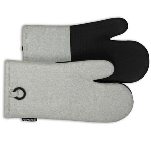 Home Mart Goods Grey Heat Resistant Thick Soft Quilted Lining Kitchen Oven Glove Mitts With Neoprene - 1 of 2