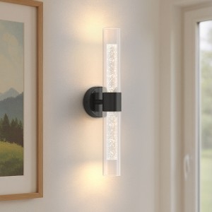 DORESshop 22 in. 2-Light Black Bubble Glass Wall Sconce Set of 2, Dimmable Wall Decor for Bedroom Living Room - 1 of 4