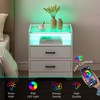 Homhougo Nightstand Set of 2, White Night Stand with LED Lights and 2 Drawers White - 3 of 4