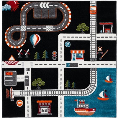 Carousel Kids Crk192 Power Loomed Area Rug Black Ivory 3 X3   GUEST Bc0c299f D3d4 46ea 85a5 Da2b07887cc9