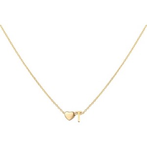 Personalized Heart Initial Necklace 18K Gold Plated Stainless Steel Gift R - 1 of 4