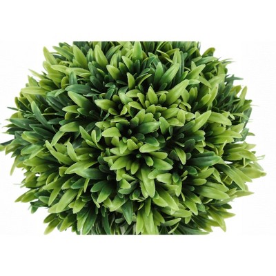Set of 3 Green Faux Grass Plants in Gray Pots