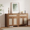 Modern Rattan Buffet Cabinet Narrow Sideboard with Storage Adjustable Shelves Coffee Bar Console Table for Home Kitchen Entryway Living Room - 2 of 4